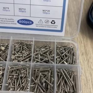 800pcs Self Wood Screws Set M2 Flat Head Sheet Metal Screw Self Screws Assortment Kit Lock Nuts Screw Fastener Sets