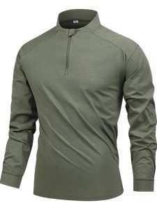 Loose Fit Long Sleeve Zipper Neck T-Shirt for Men Spring Autumn Lightweight Fashion Outdoor Sports Casual Base Layer Top