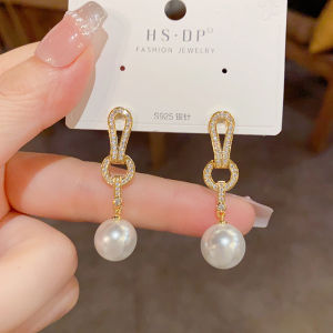 2025 New Luxury Minimalist Geometric Pearl Earrings Womens Silver Needle Ear Studs High-End Drop Earrings Fashion Jewelry