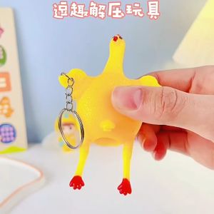 TAIYO Gantungan Kunci Squishy Ayam Bertelur Lucu Kenyal Chicken Egg Mainan Pencet Anak Stress Relief