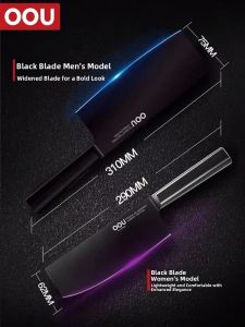 OOU Sharp Stainless Steel Kitchen Knife Lightweight Female Chefs Knife Home Use Black Blade Chinese Style Cooking Tool