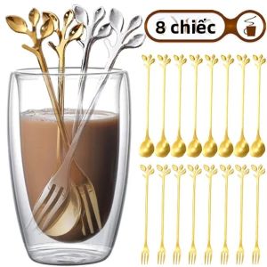 Bộ Thìa Và Dĩa Bằng Thép Không Gỉ Sáng Tạo Màu Vàng/bạc - Đồ Dùng Nhà Bếp Để Khuấy Cà Phê Kem Trà