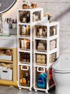 Bathroom Toilet Storage Rack Narrow Gap Multi-layer Shelf Toilet Side Space Saving Organizer Plastic Modern Simple Style