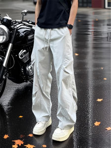 American Style Pleated Workwear Pants Mens Summer Thin Outdoor Quick Dry Cargo Pants Straight Leg Casual Knife Pants