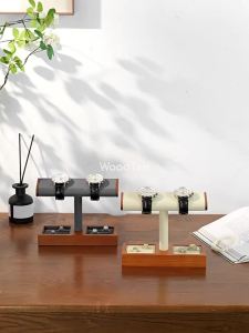 Oirlv Wooden Jewelry Organizer Watch Display Stand Necklace Bracelet Rings Storage Rack Jewelry T-bar Holder Showcase Props