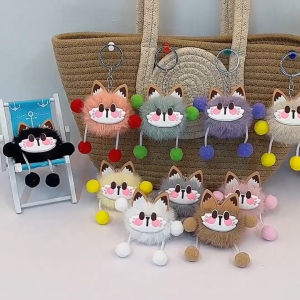 FR-C1333 Gantungan Tas Boneka Kucing Bulu Lucu Bag Cat Keychain Accessories / Gantungan Kunci