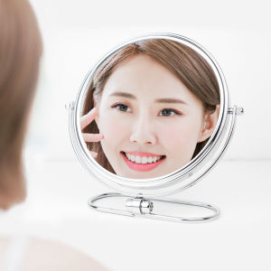 European Style Folding Desktop Makeup Mirror Magnifying Double-Sided Metal Tabletop Cosmetic Mirror Wall-Mountable