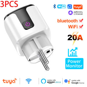 WiFi 20A Socket With Power Monitoring Work With Tuya Smart EU Plug Timer Child Lock Outlet Google Home Alice SmartThings Alexa