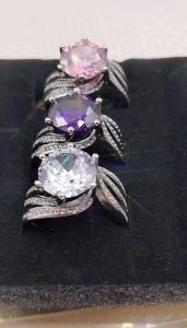 ＜1202＞  Live Broadcast Popular Ornament Imitation of Three-Life Love 5 Carat Moissanite Ring Womens Luxury High Carbon Diamond Big Diamond Ring