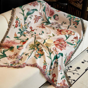 Large Size Sofa Cover Cloth Anti-Slip Camping Blanket Artistic Oil Painting Style Single Sofa Blanket Floral New Classical