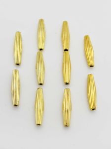 ลูกปัดหินรูปตัว S ทองคำชุบทอง 14K18K ลูกปัดหินเรียบ ลูกปัดหินแบบเรียบสำหรับทำเครื่องประดับ DIY