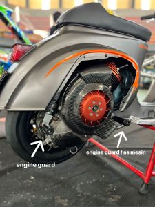 engine guard vespa pts spesial darling dsb plastik protector racing model plcorse pengaman mesin AS MESIN & SHOCK set sepaket bahan plastik cocok untuk vespa smallframe grosir eceran