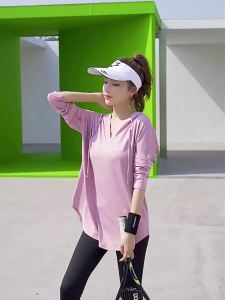 <915>2024 New Yoga Workout Clothes Suit Long Sleeve Sports Running Gym plus Size Fat mm Covering Belly Thin Loose