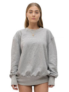 Loose Fit Grey round Neck Long Sleeve Embroidered Sweatshirt Early Autumn Street Style Womens Cotton Polyester Blend Sweatshirt