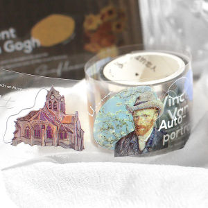 Creative Decorative Tape Museum Night Series Adhesive Tape with Vintage Style World Famous Oil Paintings for DIY Handmade
