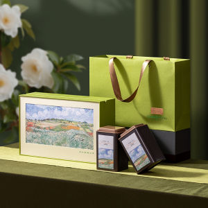 2025 New Green Tea Leaf Packaging Box Empty Gift Box Ming before Dragon Well Biluochun Gift Box Paper Handmade Chinese Style