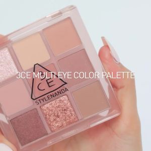 3CE Multi Eye Color Palette 9 easy to use matte shimmer glitter tone on tone shades blendable smooth layering application texture with buildable pay off without clumping to create natural diverse effortless daily look
