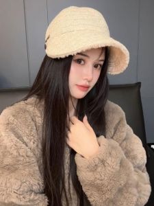 หมวกเบสเก็ตบอลแบบสวมสองหน้าผ้าขนสัตว์สำหรับผู้หญิงในฤดูใบไม้ร่วงและฤดูหนาว หมวกบังแดดแบบสวมสองหน้าแบบสวมได้สองด้านสำหรับผู้หญิง