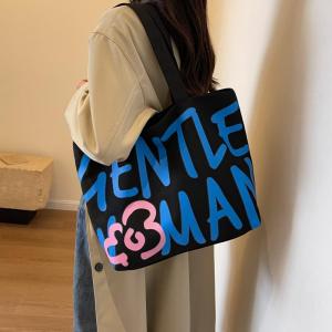 Large Capacity Canvas Tote Bag Womens Artistic Student Class Handbag Commuter Single Shoulder Canvas Bag Korean Style