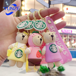 Starbuck Official Store Starbuck Bear Keychain Boys and Girls Creative Cute Cartoon Dolls Car Pendant Lovers Bag Pendant Starbuck Tumbler Starbuck Keychain
