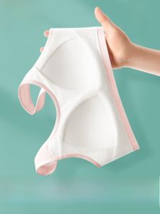 วัยรุ่นหญิง สปอร์ตบรา ชุดชั้นใน ผ้าฝ้าย ถ้วยบางไม่มีแหวนเหล็กคงที่คู่ สายคล้อง สําหรับการพัฒนาวัยแรกรุ่น นักเรียน โรงเรียนมัธยมต้น