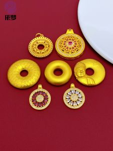 Sahelang Eight Treasures Compass Pendant Golden Shop Heart Sutra round Button DIY Accessories Folk Style Fashion Jewelry