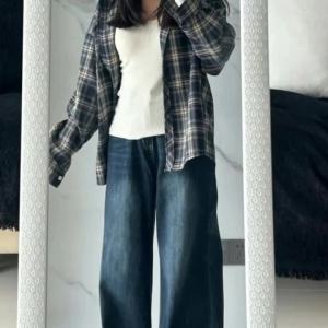 Quần Jean Nữ Cao Cấp Giảm Béo Y2K Retro Baggy Rời Chân Thẳng Denim Quần Dài Thường Ngày Thoải Mái Phù Hợp Cho Junior Nữ