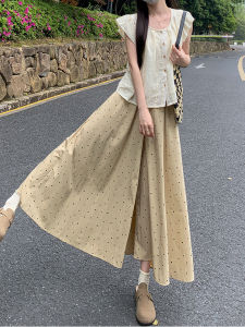 Váy Ngắn Kẻ Sọc Cạp Cao Cho Nữ Mùa Hè 2025 Váy Ngắn Chữ a Dáng Rộng Thoải Mái Váy Ngắn Cạp Cao Cho Nữ