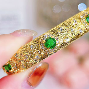 Sequito Hoàng Gia trang sức nữ Ý Handmade kéo dây mạ vàng Pave thiết lập AAA Zircon Lập Phương Xanh trắng pha lê Vòng đeo tay khuyết B236