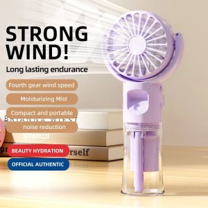 Portable Handheld Fan USB Rechargeable Hanging Neck Misting Fan Adjustable Speed Spray Water Mist Fan Outdoor Camping Travel
