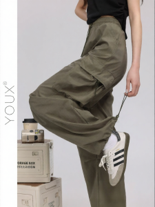 YOUXIANG | Quần Workwear Chân Rộng Phong Cách Retro