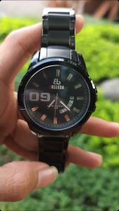 Jam Tangan Pria BELLEDA 9036 Original Rantai Besi Tahan Air Warna Hitam/Metalik