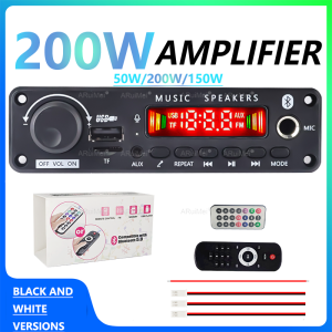 200/150W Amplifier Bluetooth Decoder Board 26V 6.5mm Microphone FM Radio TF USB Car Audio Music Player Speakers Volume Control