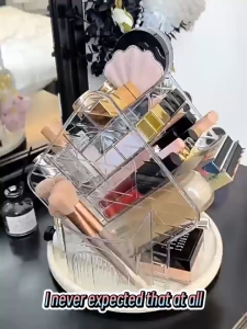 Fortune Tree Cosmetic Storage Organizer 360° Rotating Clear for Vanity Desk Makeup Brush Lipstick