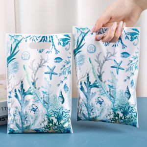 10/20/50pcs Blue Ocean Theme Plastic Gift Bags Coral Reef and Marine Life Designs Candy Packing Bags for Under the Sea Party