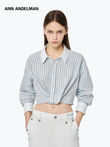 ANN ANDELMAN | Striped Deconstructed Pucker Shirt Waist Short Long-sleeve