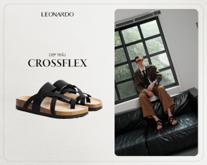 Leonardo Dép Trấu Nam Crossflex Quai Chéo Chữ X Da Microfiber Cao Cấp Đế Cao 3cm Siêu Nhẹ Bền Bỉ