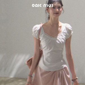 OAKMOO | Áo Thun Mùa Hè Dáng Rộng Cổ V Đai Tự Động