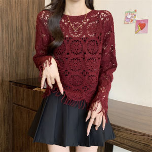 เสื้อสเวตเตอร์ถักคอตั้งแขนยาวหลวมๆ ทรงเข้ารูป ดีไซน์สไตล์ฝรั่งเศส สำหรับผู้หญิง ช่วงต้นฤดูใบไม้ร่วง 2024 ฤดูใบไม้ร่วง