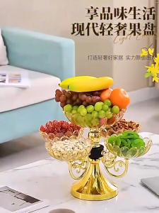 New Type of Home Fruit Plate: Multi-Layered Rotating Living Room Fruit Plate Snacks Dried Fruits Candies Light Luxury and High-End Crystal