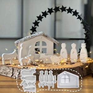 [3pcs Resin Casting Molds] 3pcs/Set Resin Casting Molds | Abstract Character Prayer Ornament Epoxy Mold DIY A Family Display