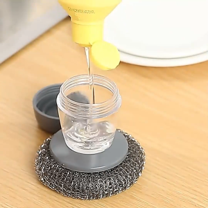 Bàn chải cọ xoong nồi cọ bếp cọ rửa bát đĩa có bình đựng xà phòng