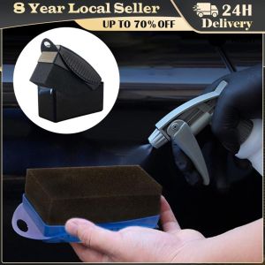 Car Wheel Polishing Waxing Sponge Brush With Cover ABS Tire Clean Contour Dressing Applicator Pads for Car Accessories Tire Brush Car Tires Waxing Polishing Cleaning Wipe Wash Tire Tyre Wheel Rim Trim Contour Detailing Dressing