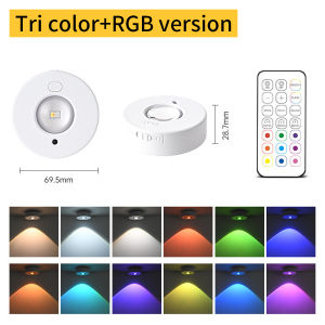 RGB White Led Night Light Wireless Under Cabinet Lights with Remote Control Rechargeable Lamp Spotlight for Wall Closet Cabinet