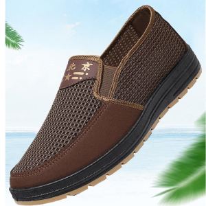 Summer Old Beijing Cloth Shoes Mens Mesh Shoes Daddys Shoes for Middle-Aged and Elderly People Soft Sole Breathable Elderly Non-Slip Shoes Rubber Sole Mens Shoes