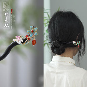 New Leaf Black Ebony Hairpin Traditional Chinese Style Original Design Womens Hair Accessories Fresh out Design Summer Collection
