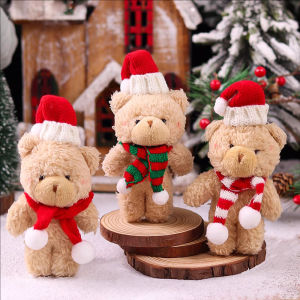 Cute Bear Plush Doll Christmas Gift Cake Decor DIY Bouquet Little Bear Soft Stuffed Toy Christmas Decoration