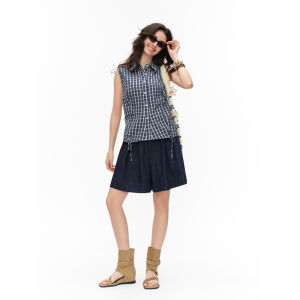 DUSHU | Design Plaid Sleeveless Shirt for Women