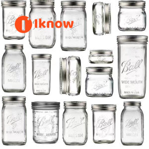 I know Ball Mason Jars with Airtight Lids Wide Mouth & Standard Mouth Glass Container for Canning Preserving Meal Prep Oats Jam Jelly