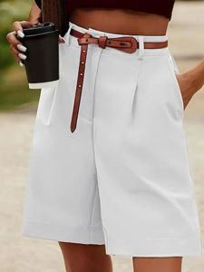 Loose Wide Leg Casual Shorts Pure Color Loose Fit Straight Leg Short Pants Womens Fashion Summer Comfortable Breathable